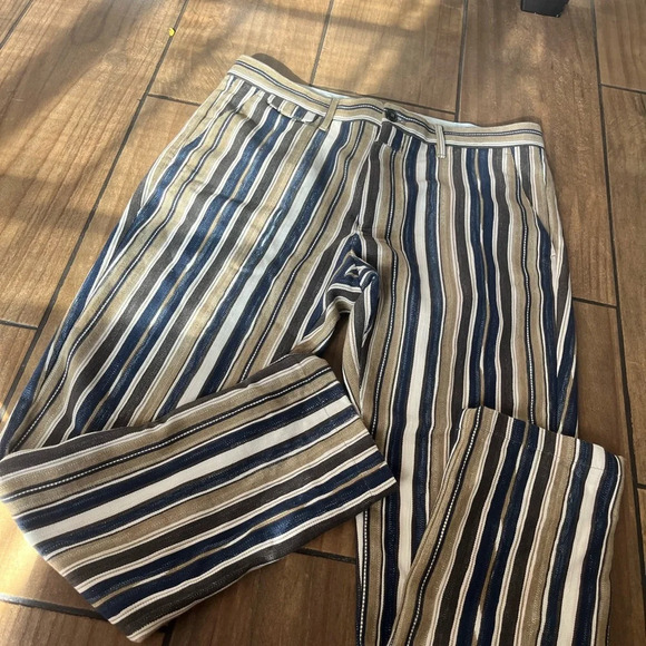 Closed striped straight leg pant Italian fabric size 32 - Picture 3 of 9